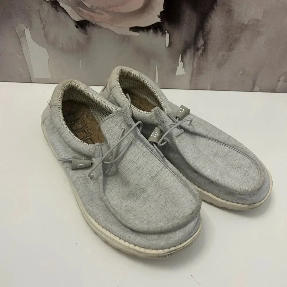 .Hey Dude Wally Chambray Sepia  Lace Up Casual Loafers Shoes Men's 11